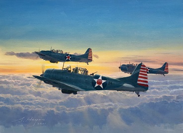 Airplane art Douglas Dauntless painting