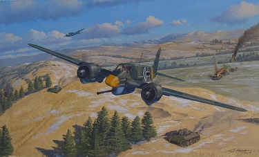 Henschel 129 aviation art painting