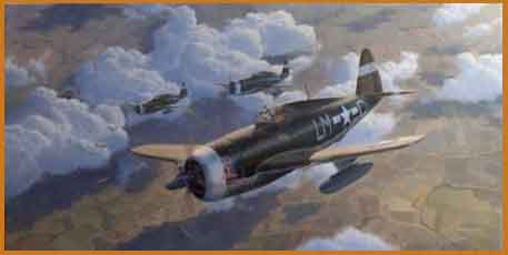 P-47 Thunderbolt aviation art painting